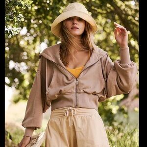 FP Movement by Free People Tan Zip-Up Hoodie